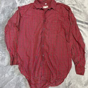 LL Bean Men's Plaid Shirt Long L Made in USA Red